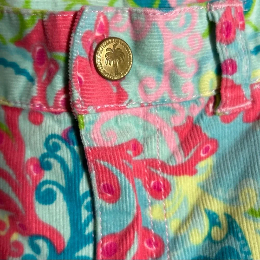 Girls Lilly Pulitzer size 10 Corduroy Colorful Pants Salamander Lizard Gecko Fun - Picture 4 of 12